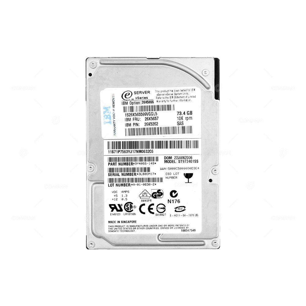 ST973401SS SEAGATE 73.4GB 10K SAS 3G 2,5" SFF HARD DRIVE 9Y4066-149, 26K5777, 26K5267